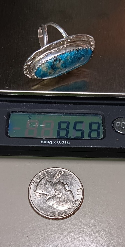 NEW HERBERT TSOISE COMPLEX TURQUOISE STERLING RING FITS SZ. 5.75