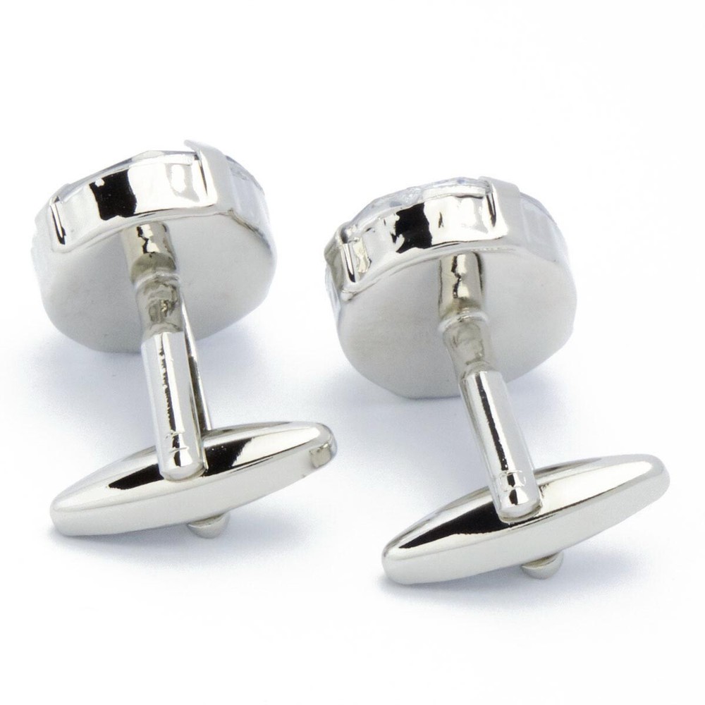 Cufflinks - Round with Large White Stone