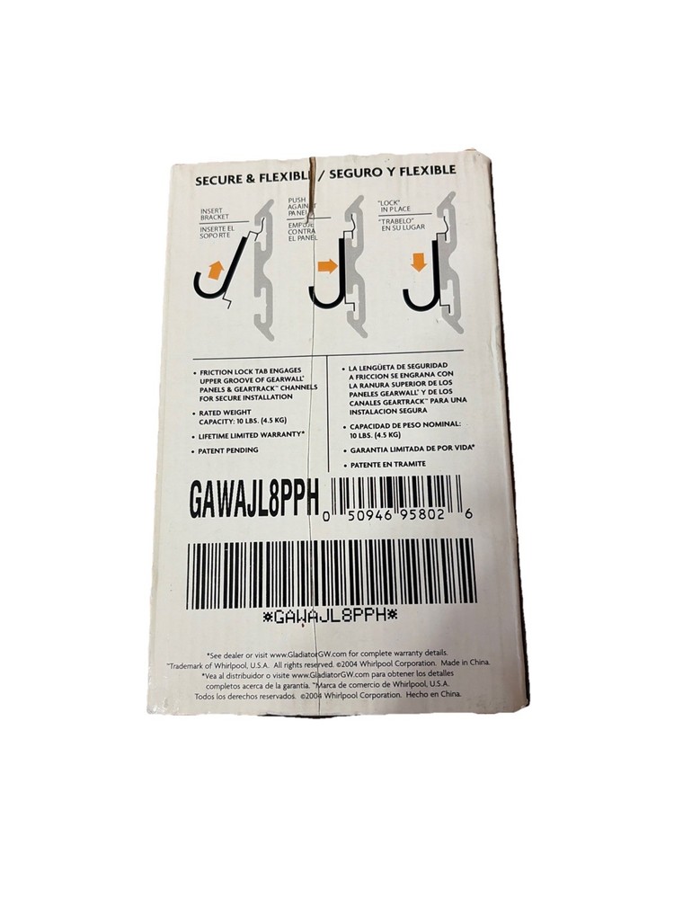 NEW Gladiator GarageWorks J & L Loop Hooks 8 Pack NIB