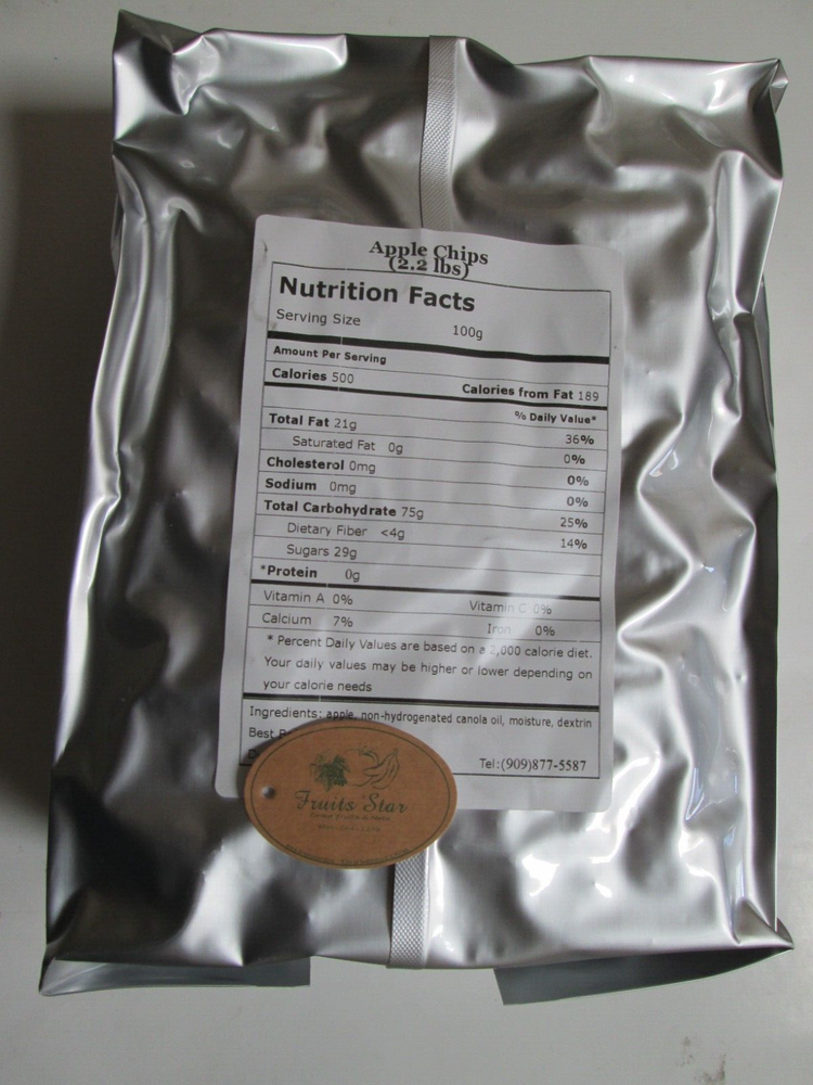 Dried Apple Chips, 2.2lbs / bag-greenbulk