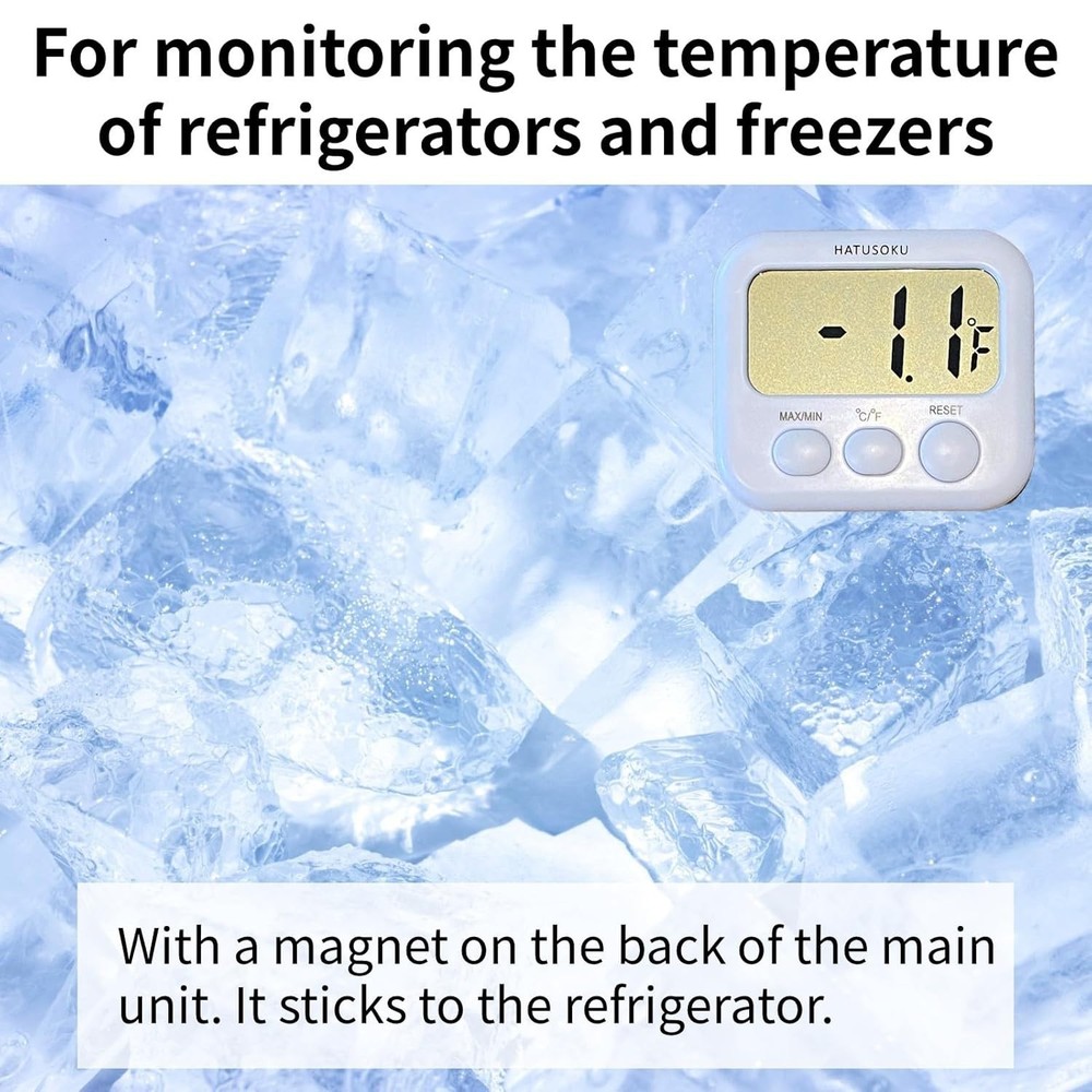 Digital Thermometer with External Sensor for Aquariums & Refrigerators - White