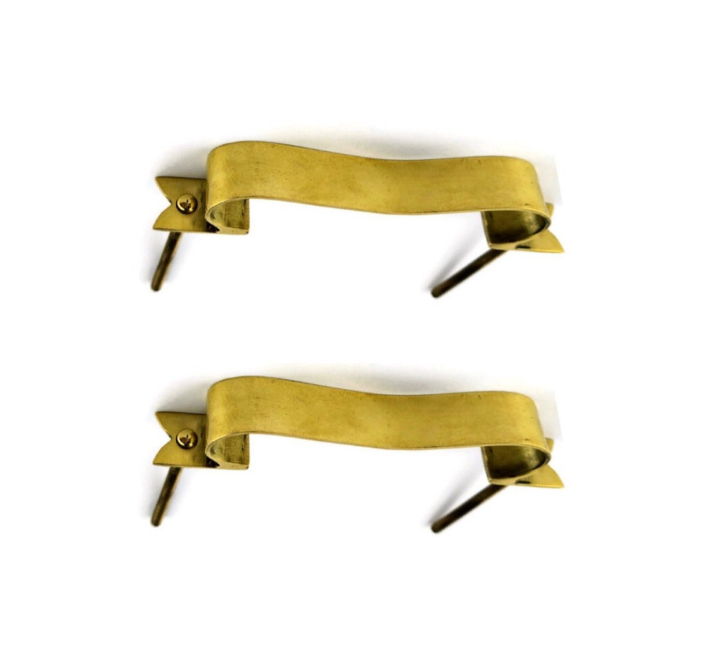 6 D PULL 6" handle heavy ribbon solid heavy brass old style kitchen GRAB 15 cm