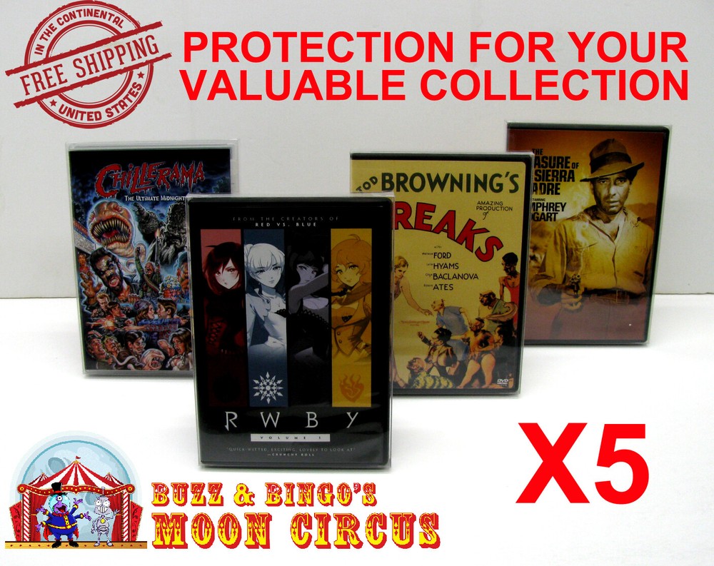 5x DVD STANDARD CASE (SIZE DV1) -CLEAR PLASTIC PROTECTIVE BOX PROTECTOR SLEEVE