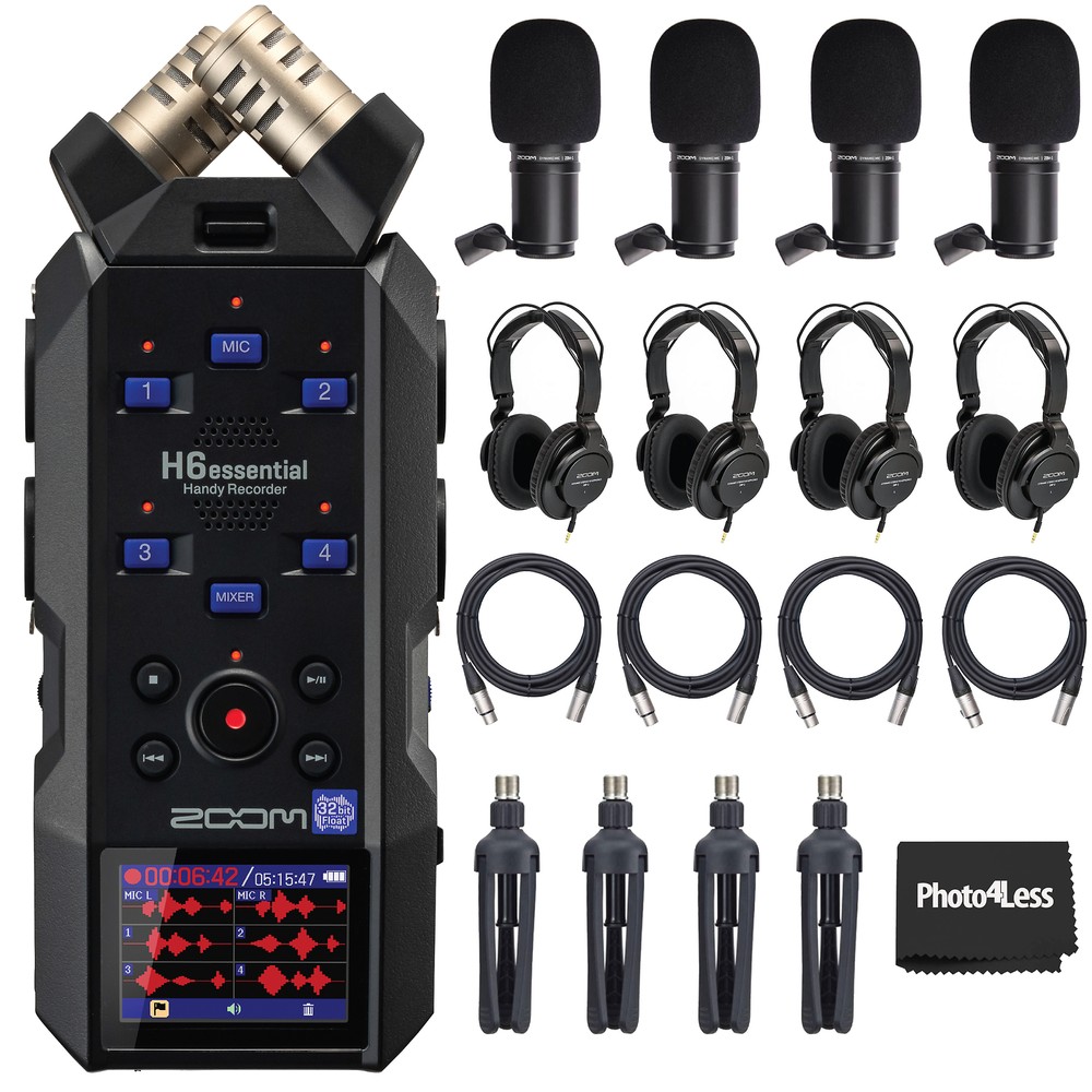 Zoom H6essential 6-Track 32-Bit Float Portable Audio Recorder Bundle