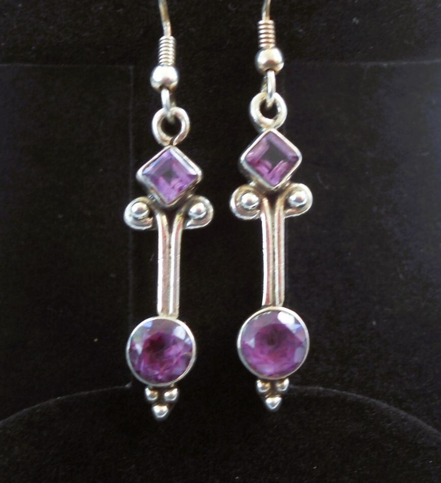 Handmade Sterling Silver Amethyst Earrings