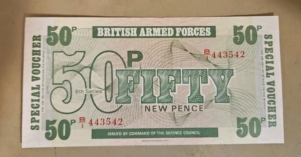 British Armed Forces 50 New Pence Note