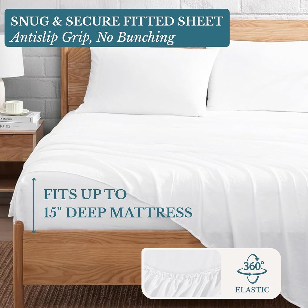 Double Sheet Set, 100% Brushed Microfiber Pre-Wash Double Sheet Set