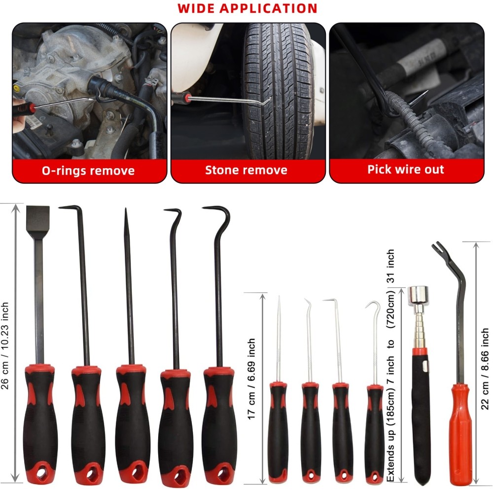 11Pc Precision Pick & Hook Set with Scraper and Magnetic Telescoping Tool Kit