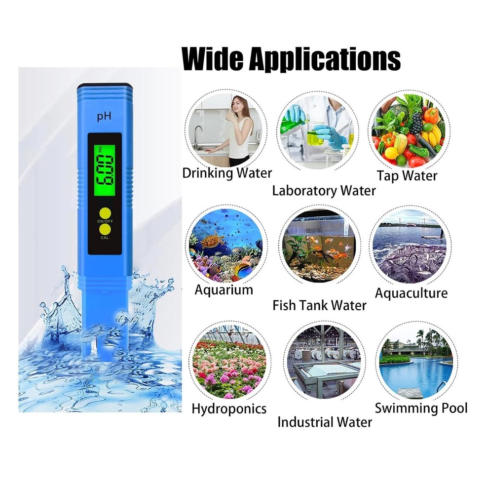 PH Meter for Water pH Tester Digital pH Pen, 0.01 High Accuracy pH Reader pH ...