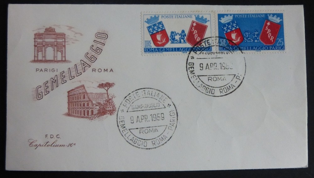 FDC - CAPITOLUM - TWINNING ROME PARIS - 1959