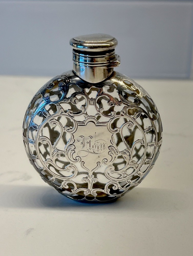 Gorham Sterling SILVER OVERLAY PERFUME FLASK
