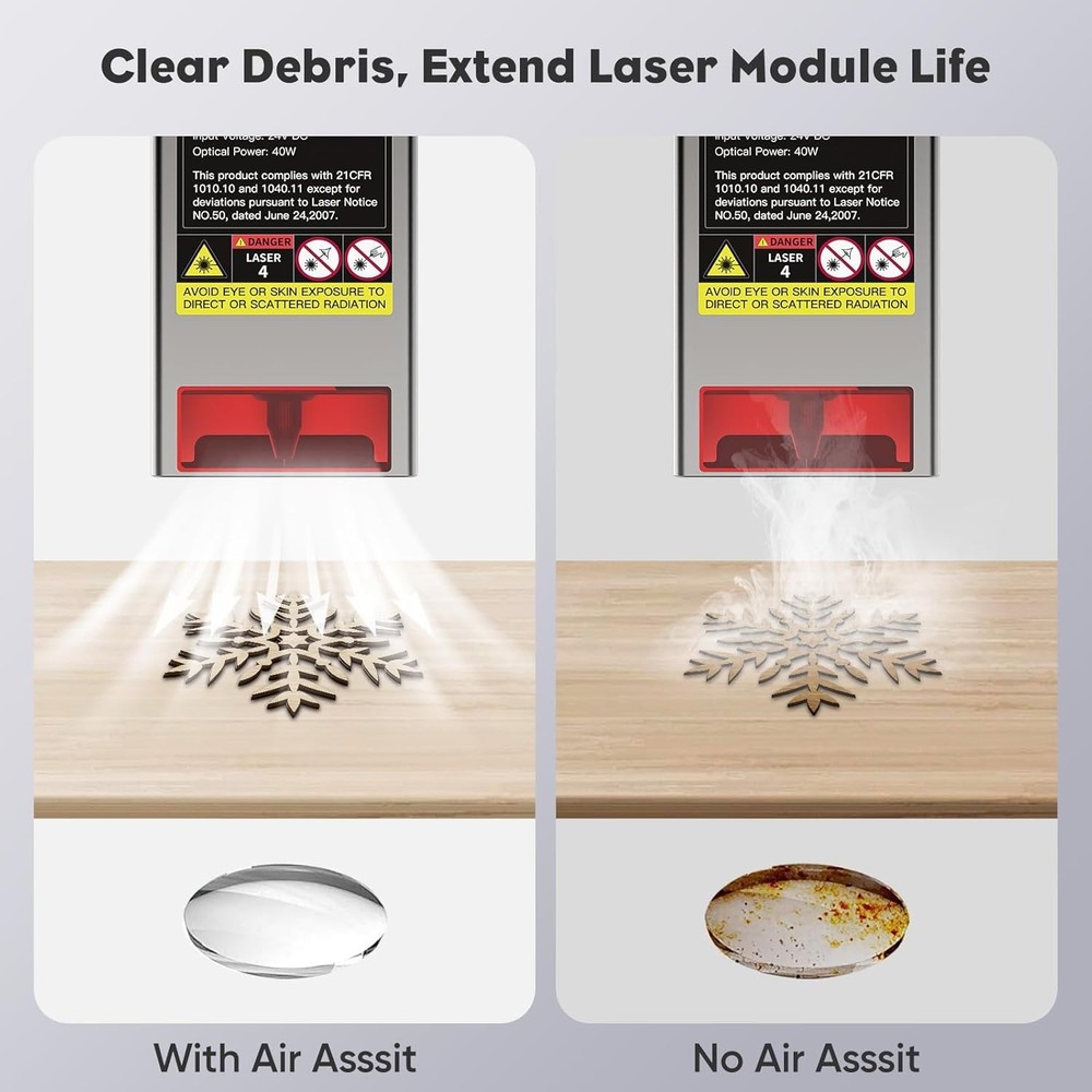 Cleaner Work Surface with Air Assist for Laser