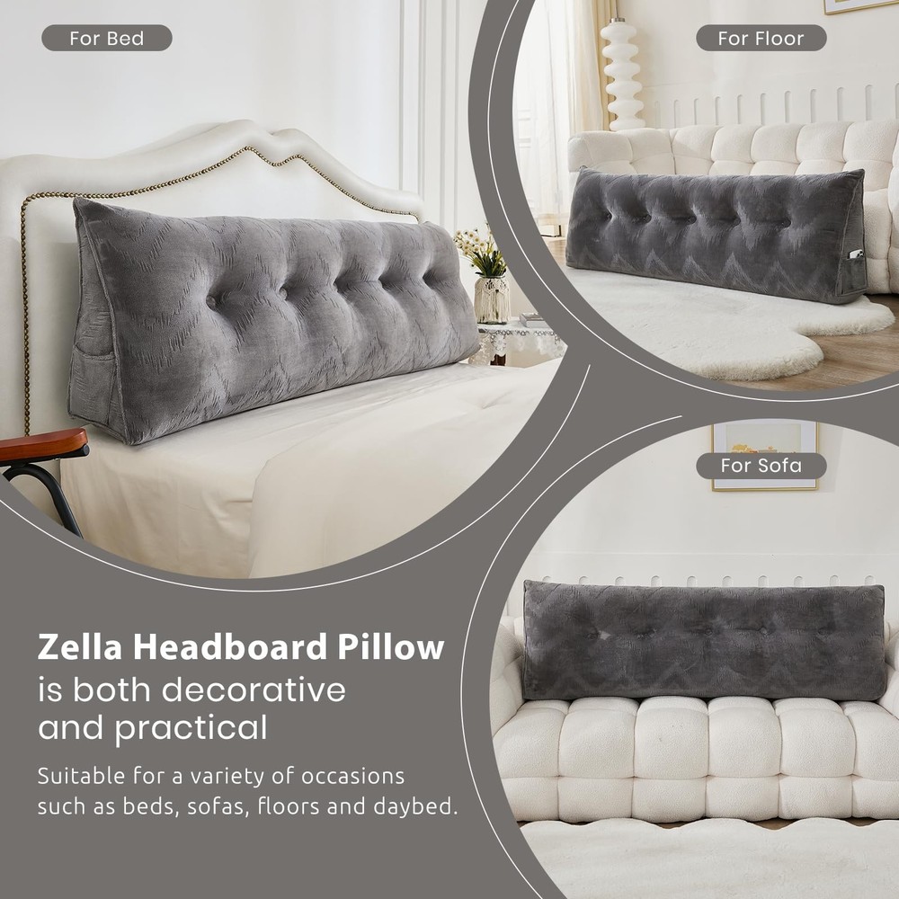 Headboard Pillow for Bed,Triangular Wedge Pillow Headboard Soft Support While...