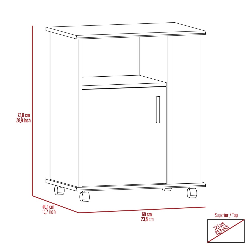Correy 4-Shelf Microwave Cabinet with Caster White