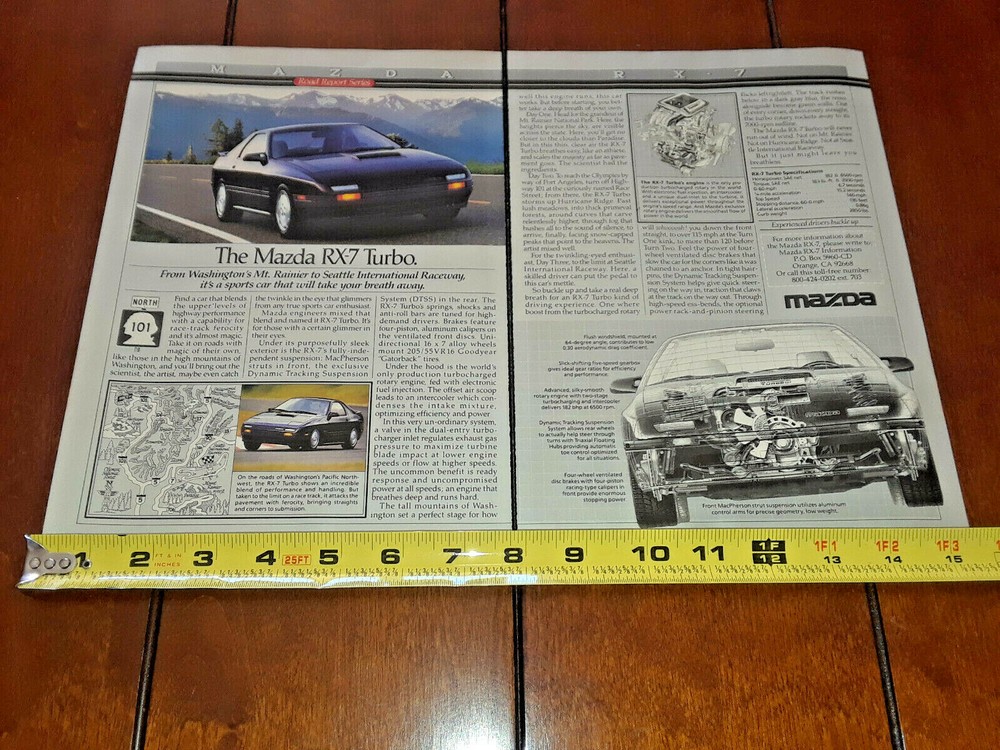 1988 MAZDA RX7 TURBO ORIGINAL 2 PAGE AD