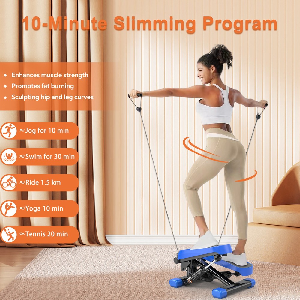 Home Office Exercise 330LBS Capacity Workout Mini Stepper with Resistance Bands