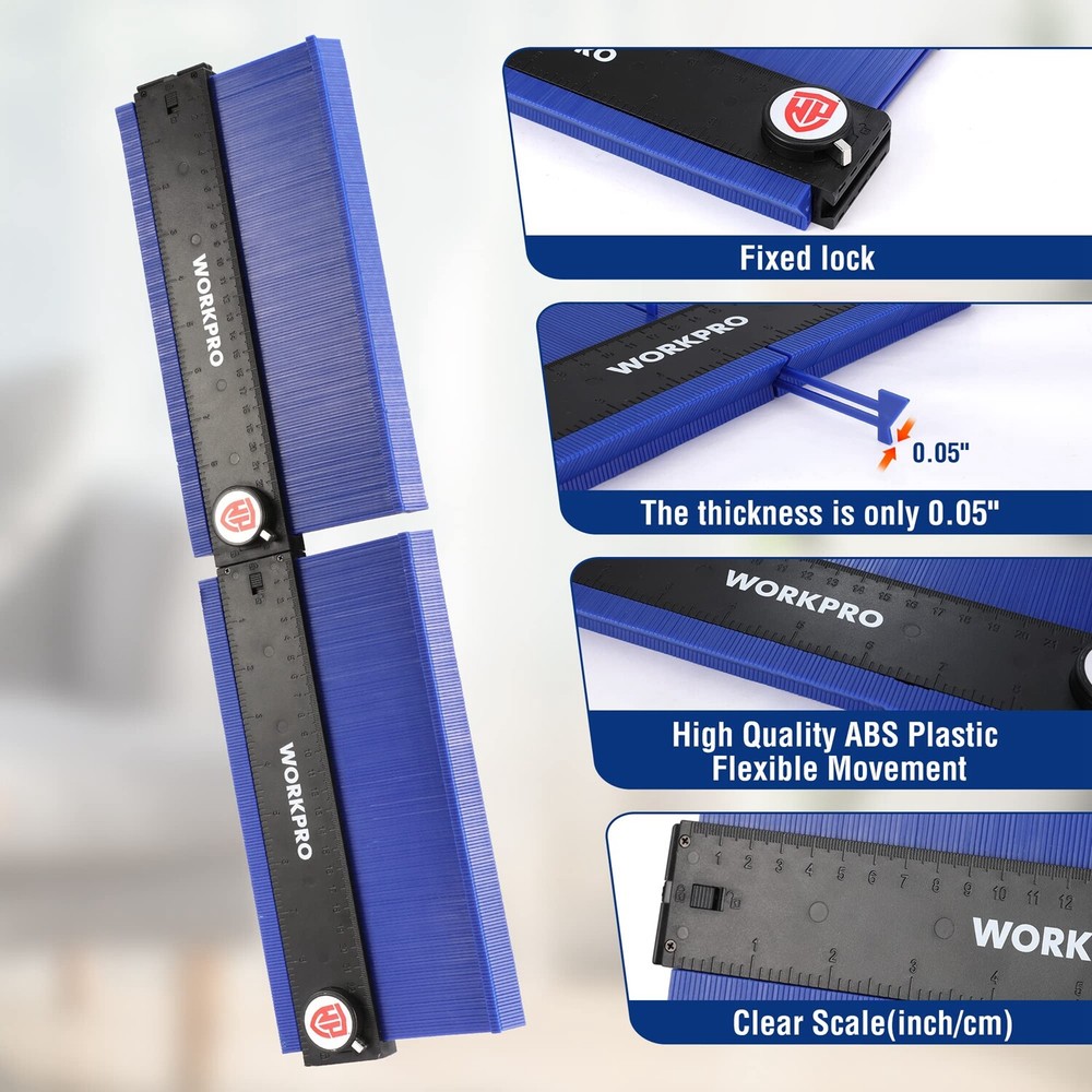 WORKPRO 2-PACK 10" Connectable Contour Gauge ABS plastic Duplicators with Lock
