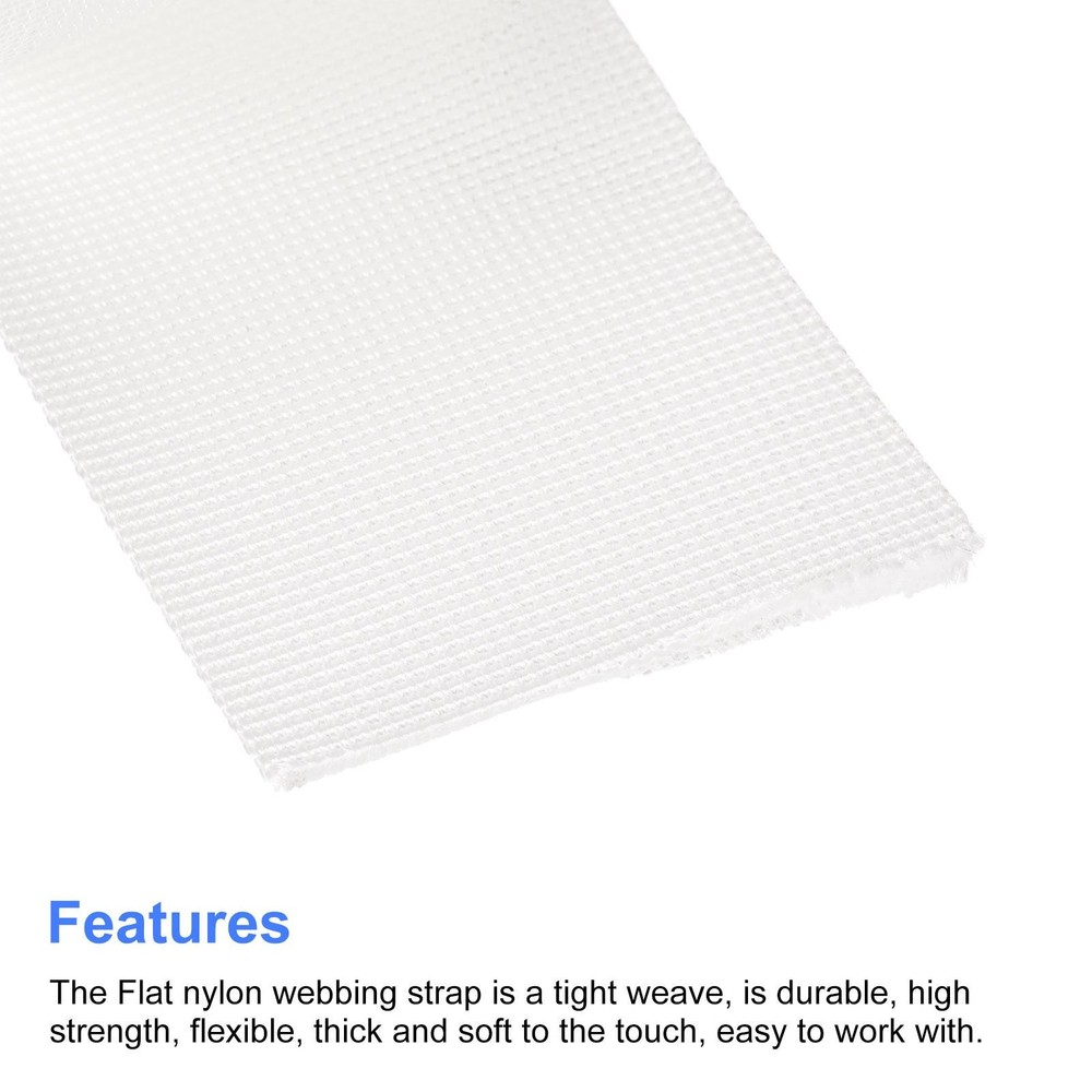 Flat Nylon Webbing Strap 2 Inch 10 Yards White for Backpack, Luggage-rack