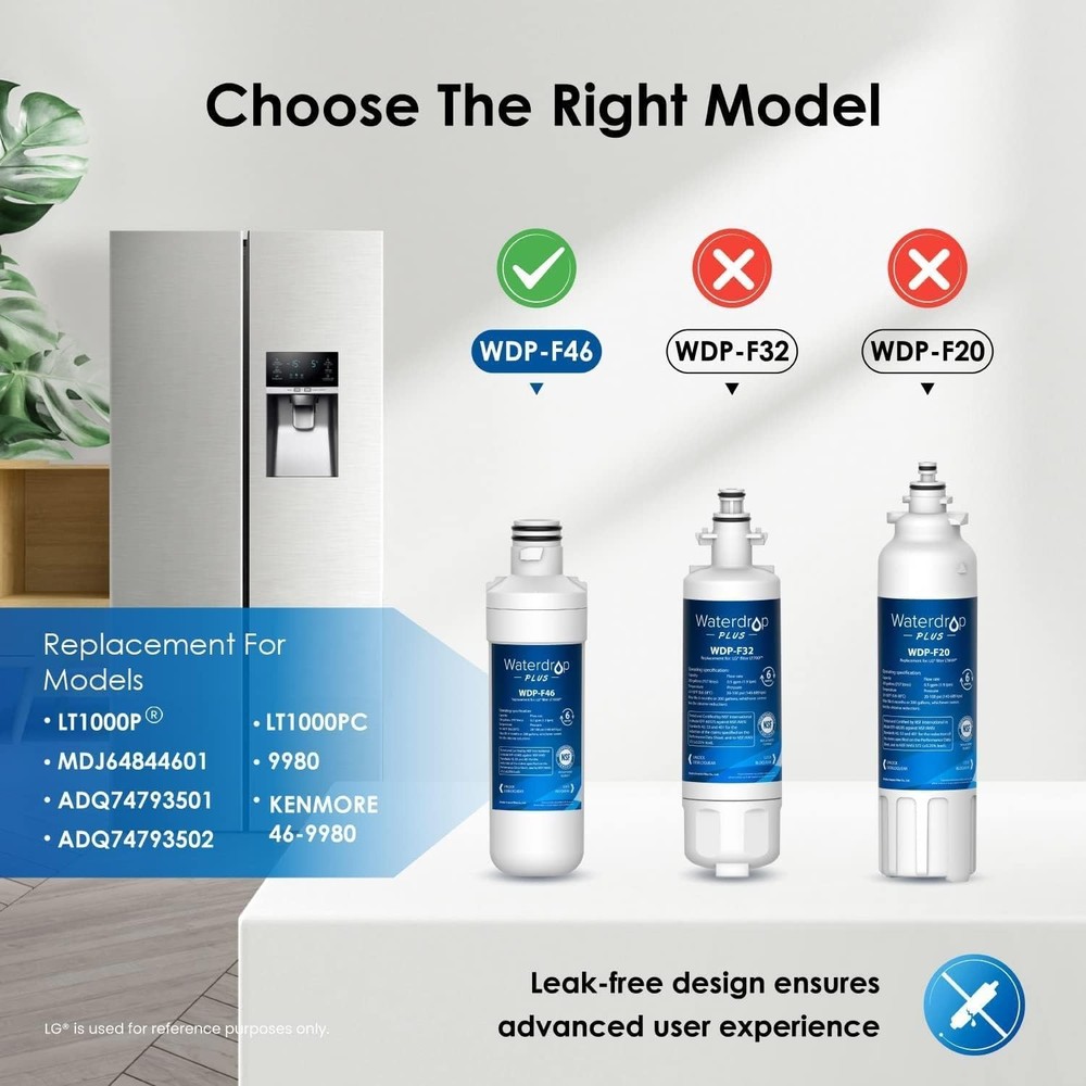Waterdrop Plus Refrigerator Water Filter Replacement for LG® LT1000P® (1 Pcs)