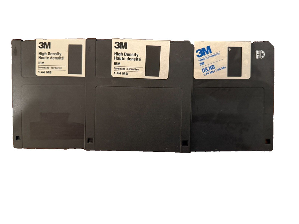 3 Total 3M  3.5" Floppy Disks Double Sided High Density