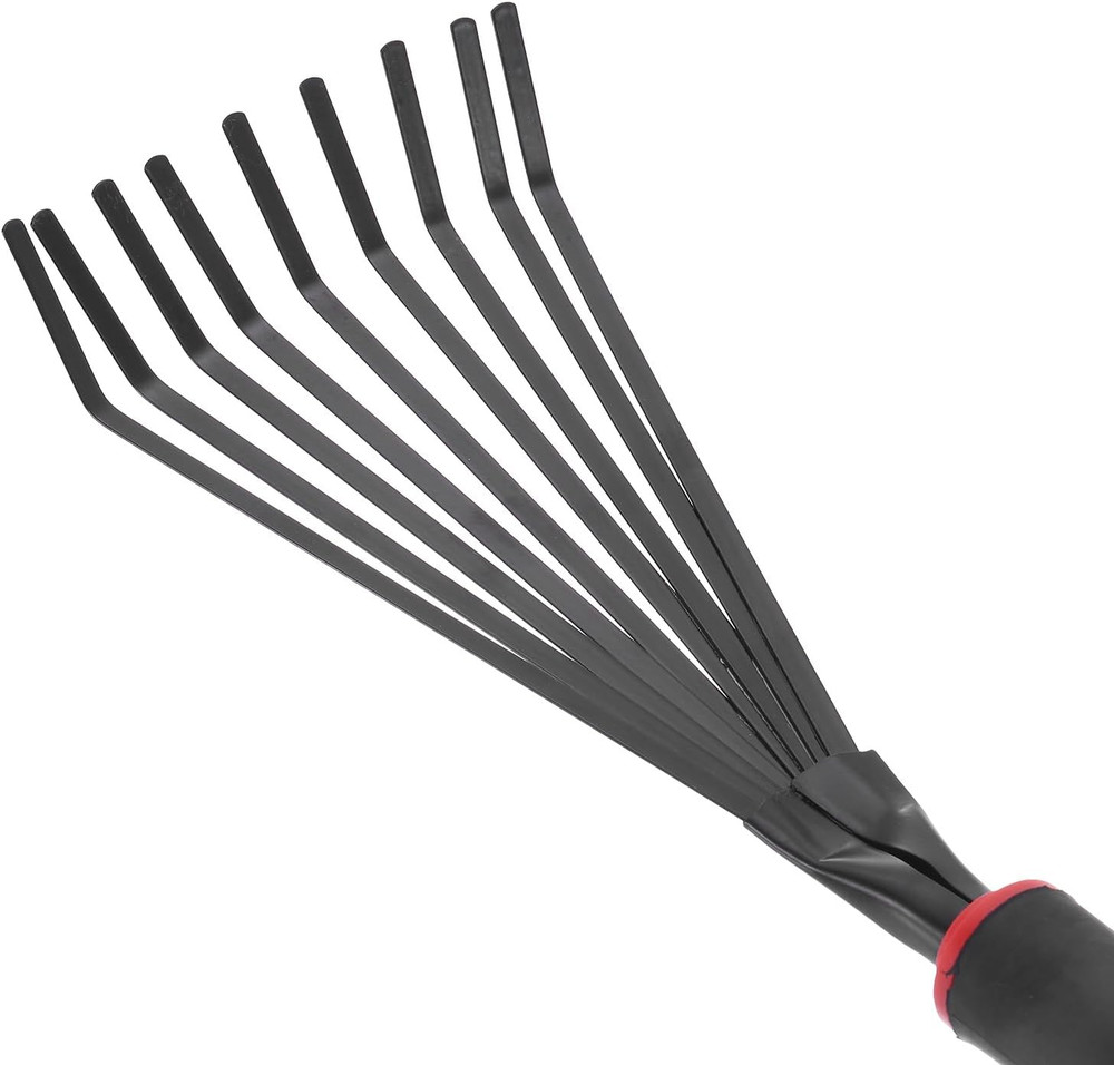 Gardening Leaf Rake 19" 9 Root Leaf Rake Soil Tiller Grass Rake with Ergonomic H