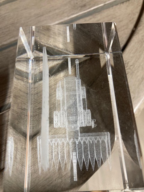 John Deere Combine Clear Paper weight