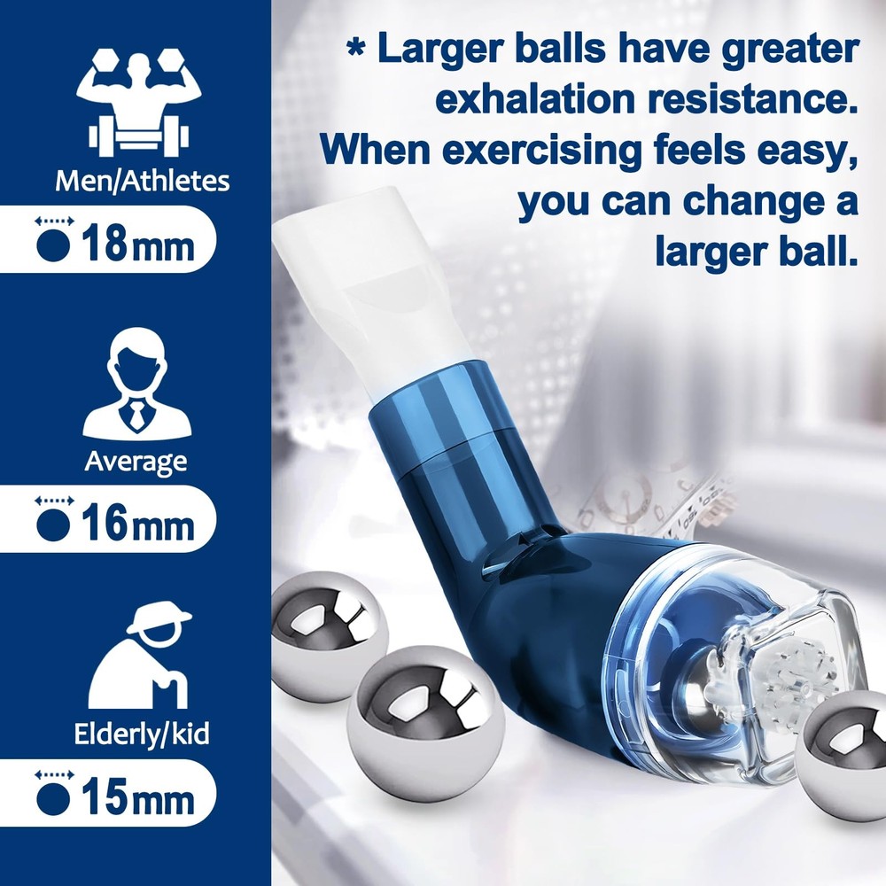 Flutter Valve Device for Lungs, Breathing Exercise Light Blue