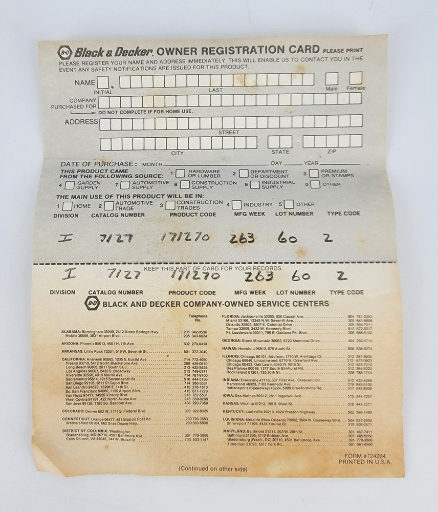 Black & Decker Model 7127 1/3 HP VSR Multipurpose Drill