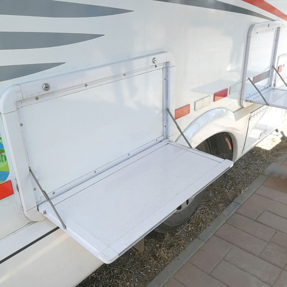 Wall Mount  RV Caravan Picnic Folding External Table Aluminum White 800 x 450mm