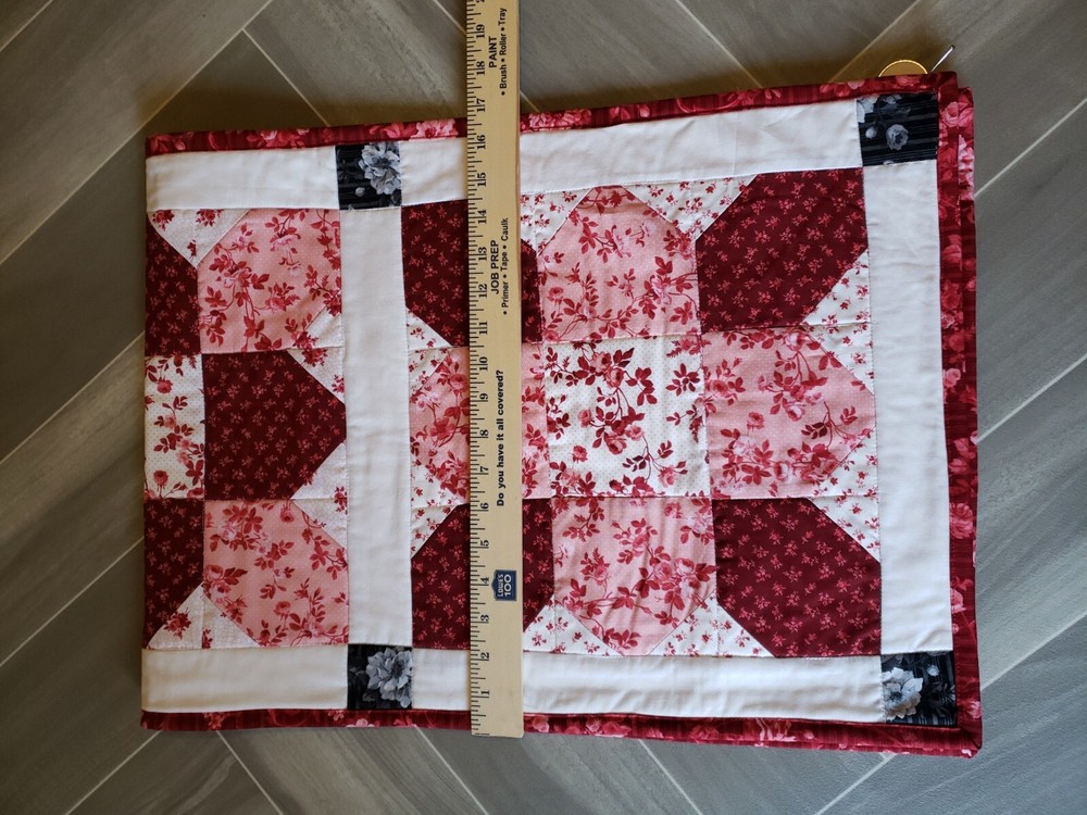 Quilted Table Runner Red White By Gloria