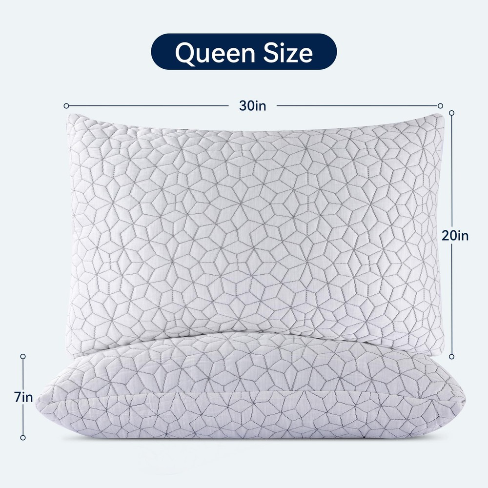 Cooling Shredded Memory Foam Pillows for Sleeping 2 Pack, Adjustable Bed Pill...