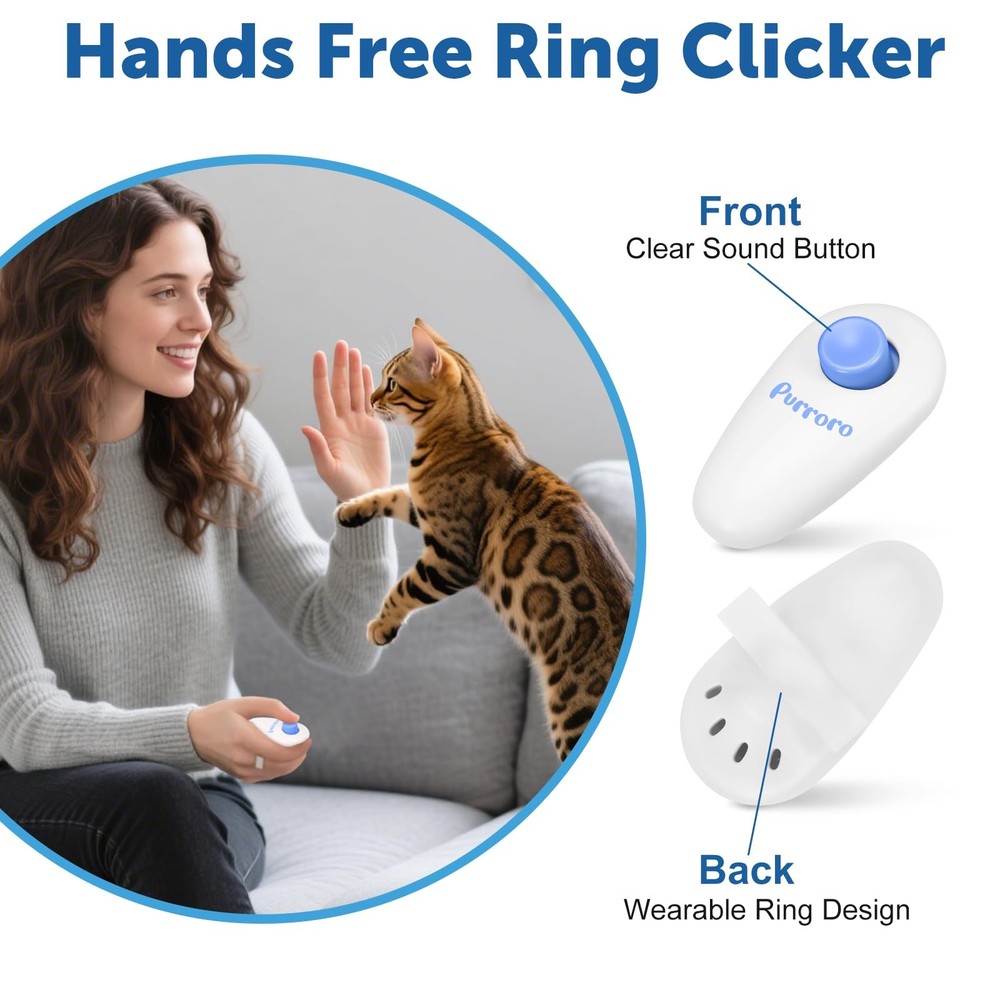 Cat Training Clicker Kit â€“ Includes Finger Clicker and Target Stick â€“ Per...