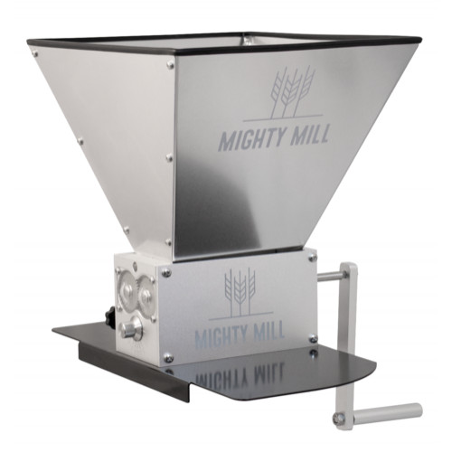 Mighty Mill 3 Roller Grain Mill | Stainless Steel Knurled Rollers | Adjustable G
