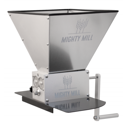 Mighty Mill 3 Roller Grain Mill | Stainless Steel Knurled Rollers | Adjustable G