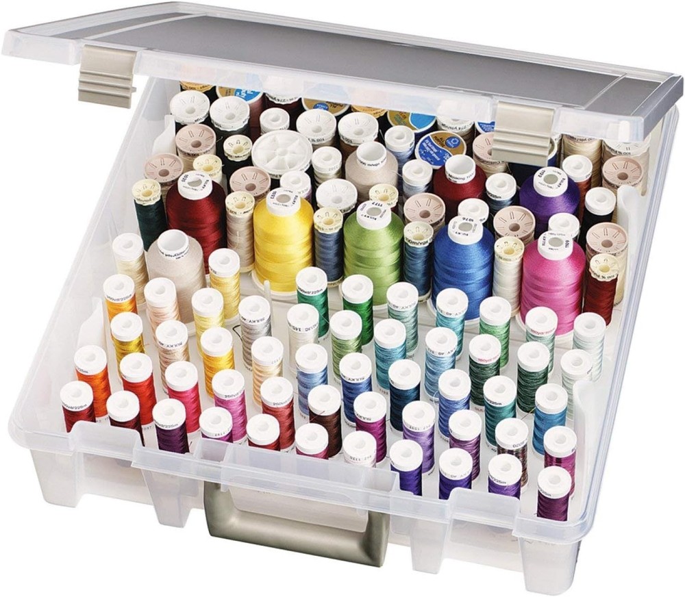 Super Satchel Thread Box, Portable Craft & Sewing Organizer with Thread Tray,...