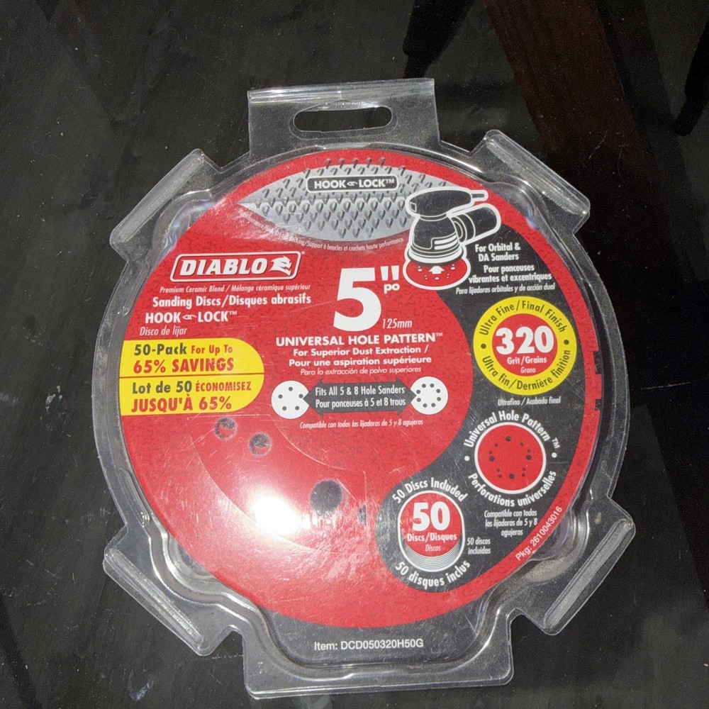 Diablo 5" 320 Grit 50 Pack Sanding Discs