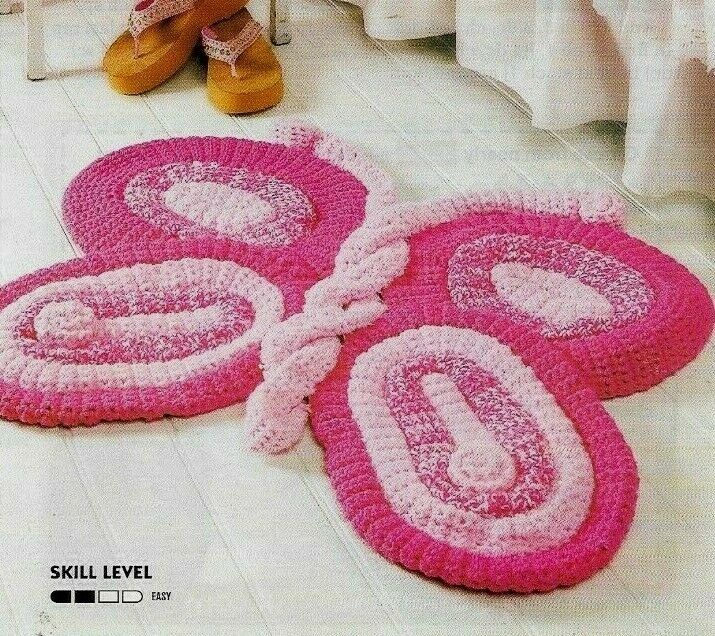 FLOSSIE FLUTTER-BY BUTTERFLY RUG DIGEST SIZE CROCHET PATTERN INSTRUCTIONS