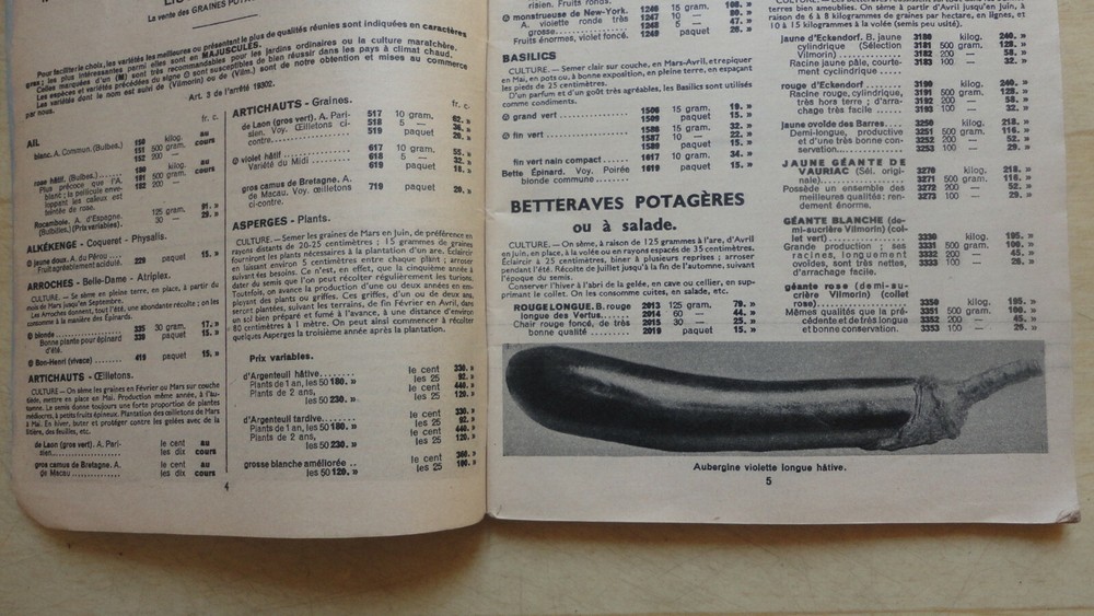 CATALOGUE VILMORIN SPRING 1949 SEED GARDEN