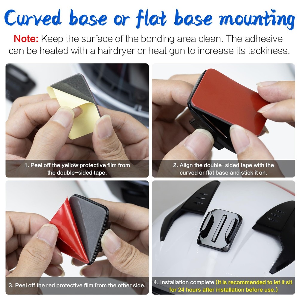 Helmet Motorcycle Windshield Adhesive Bracket Mount. Chest Strap Head Backpac...