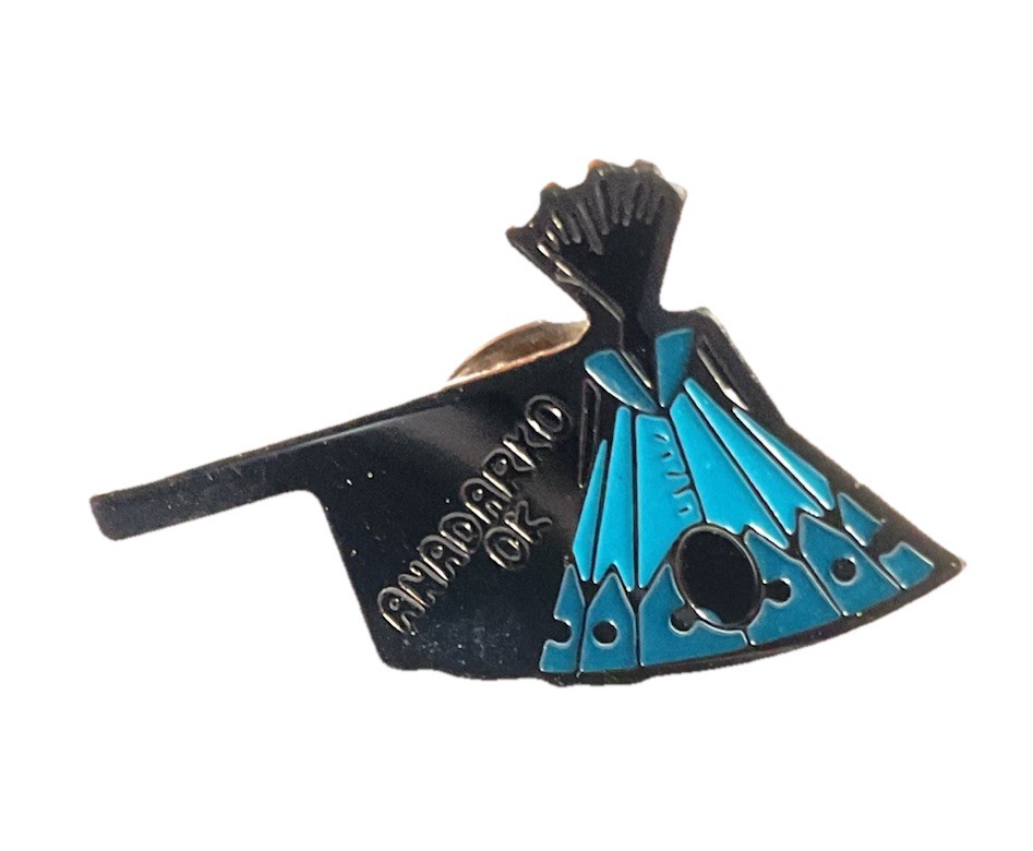 Small Anadarko Oklahoma Teepee Silver Tone Pin Z24