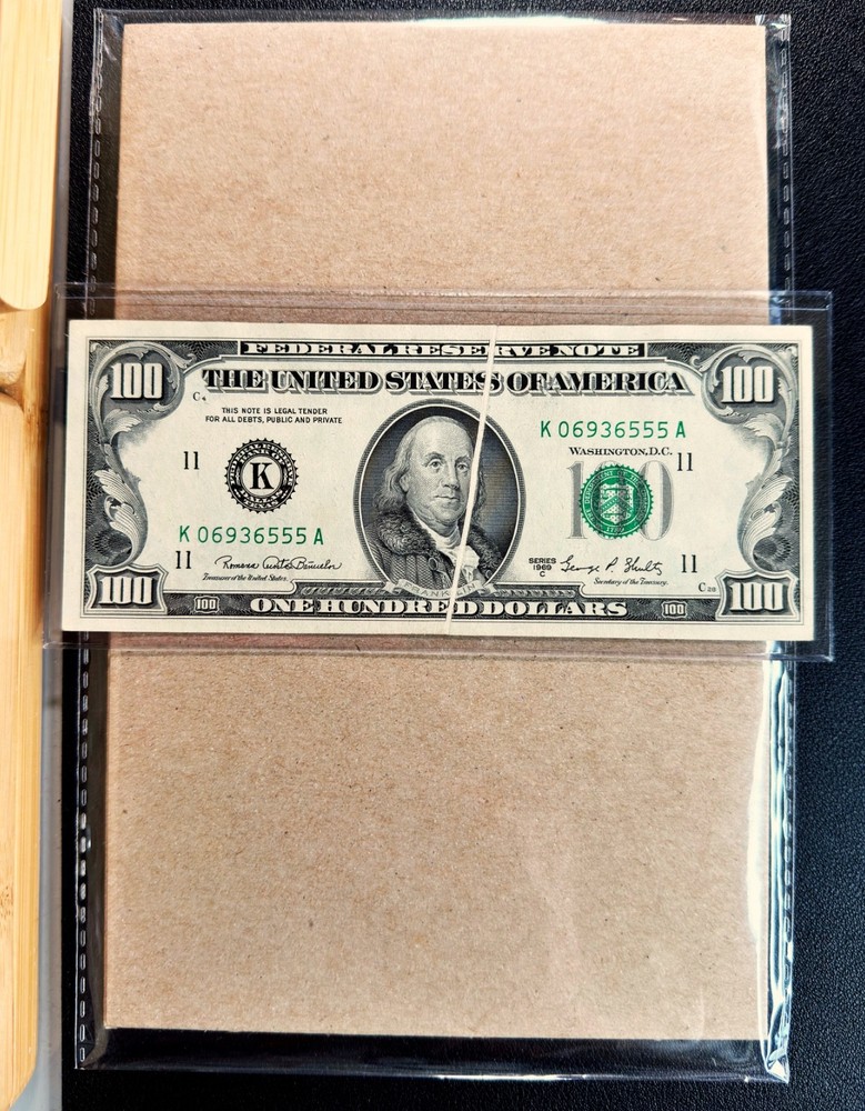 1969C $100 Federal Reserve Note DALLAS "GUTTER FOLD ERROR" - AU