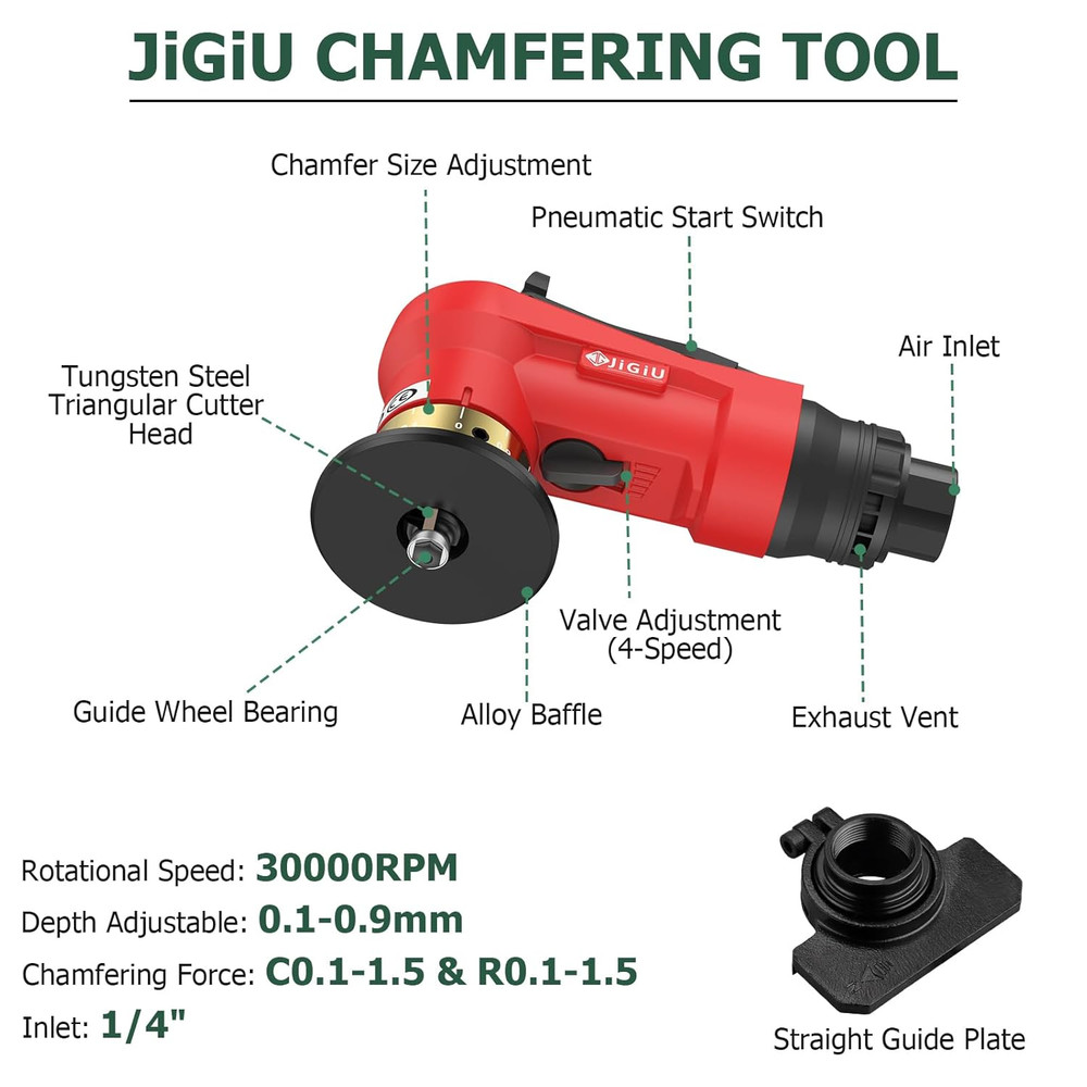 Upgraded Air Chamfer Tool with Straight Guide Plate Mini Pneumatic Chamfering Ma