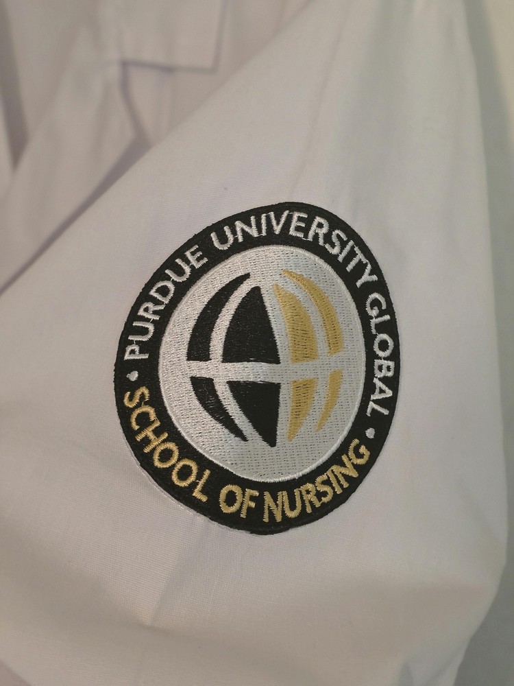 Purdue University Global School of Nursing Lab Coat Large White Patch