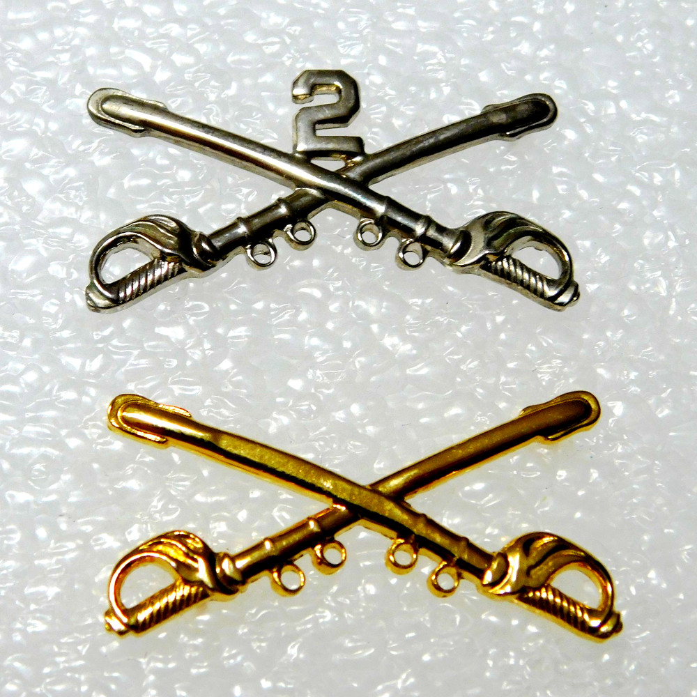 2 CAVALRY & CAVALRY OFFICER'S CLASS A/DRESS BLUE COLLAR DEVICES