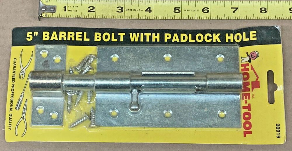 Home Tools ~20919 ~ Heavy Duty Barrel Bolt ~ 5" ~ WITH PADLOCK HOLE
