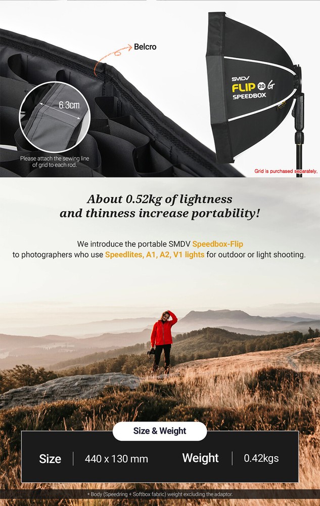 SMDV SPEED-BOX FLIP20G Quick Soft-box Diffuser for S-Light S-Lite Quantum Flash