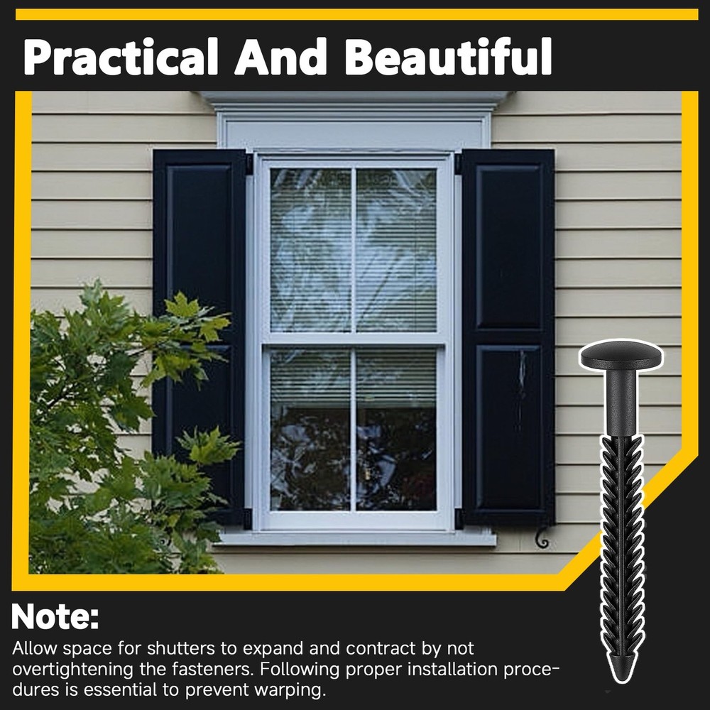 38 Pack Vinyl Shutter Fasteners for Windows Outside Plastic Shutter Screws Ex...