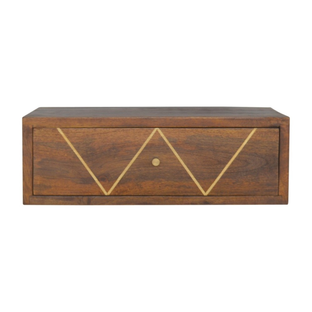 Solid wood Floating Chestnut Brass Bedside