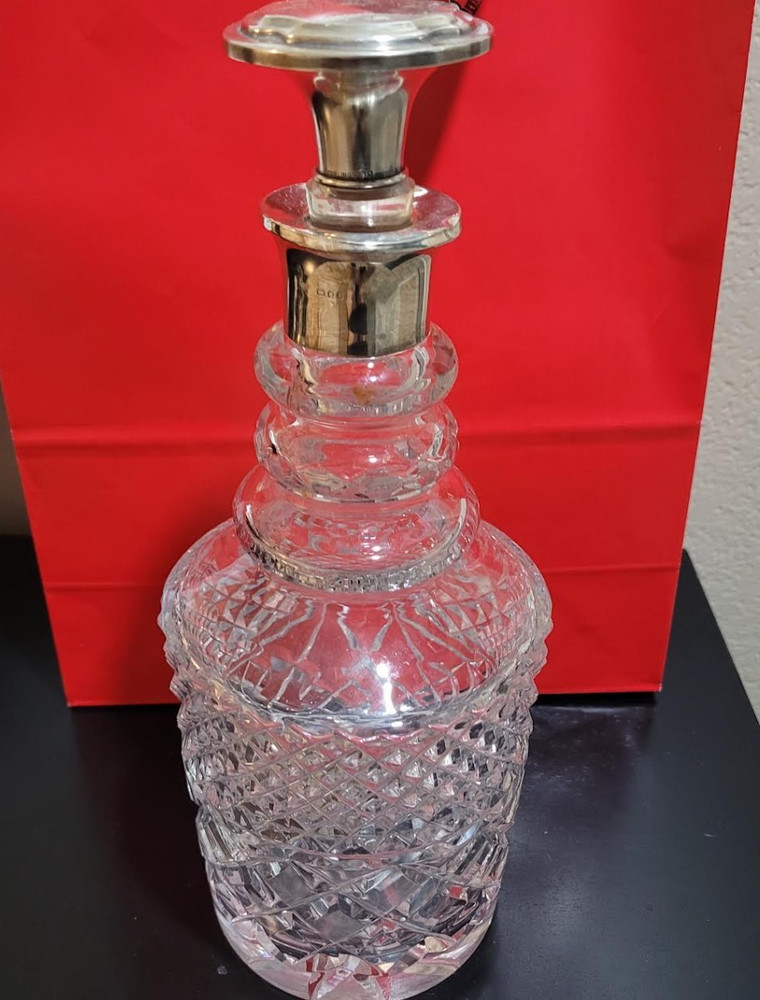 Sterling Silver and Crystal 11" Decanter