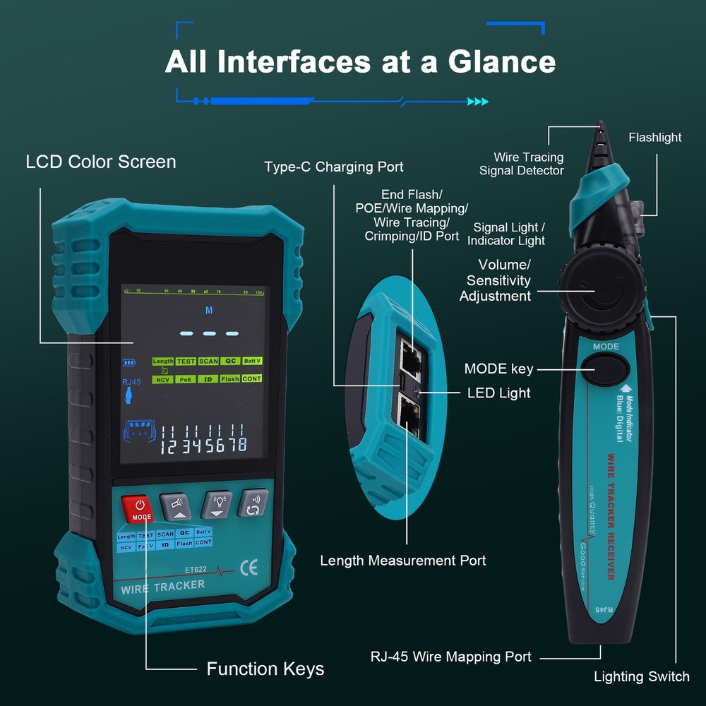 1-Advanced Network Cable Tester For Ethernet Maintenance